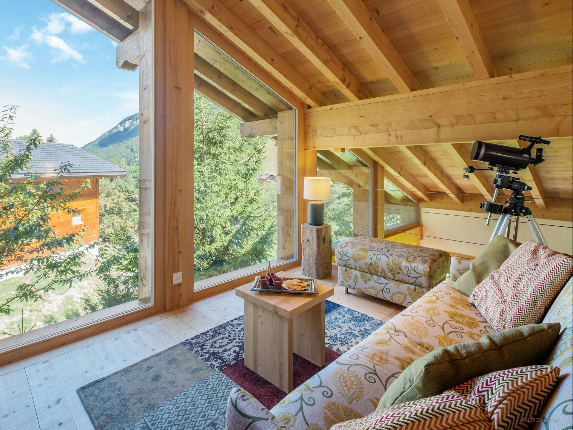 One of the many seating areas at this luxury chalet