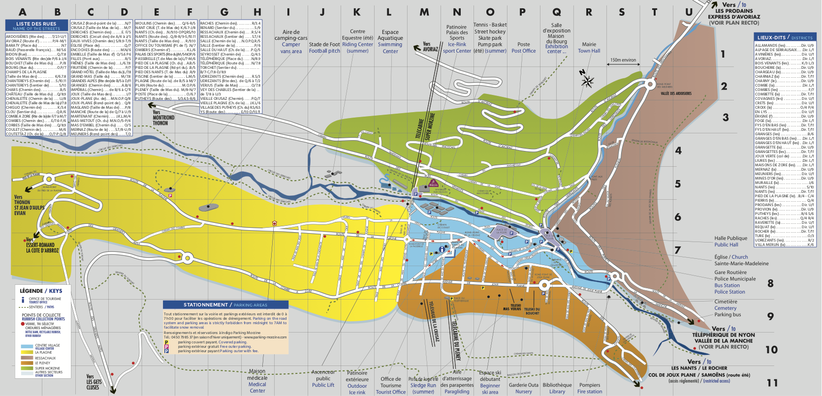 Map of Morzine town centre, Portes du Soleil, French Alps